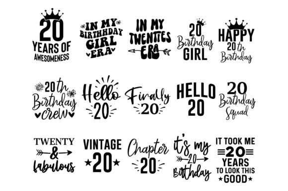20th Birthday Graphics Bundle for Crafts & Blogs