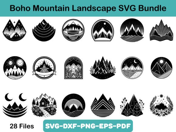 A Boho Mountain Landscape SVG Bundle for Crafts and Graphics